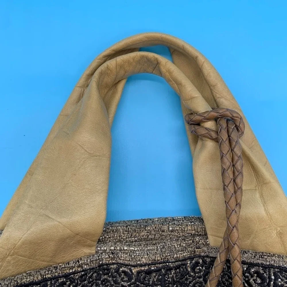 Isabella Fiore Brown Studded Hobo Shoulder Bag Purse Boho‎ Y2K